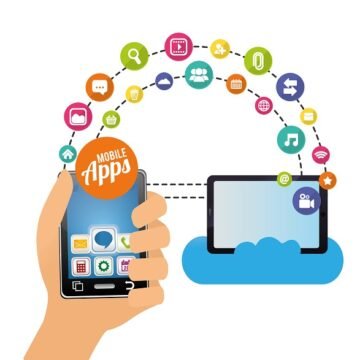 smartphone tablet cloud mobile apps application online icon set. Colorful and flat design. Vector illustration